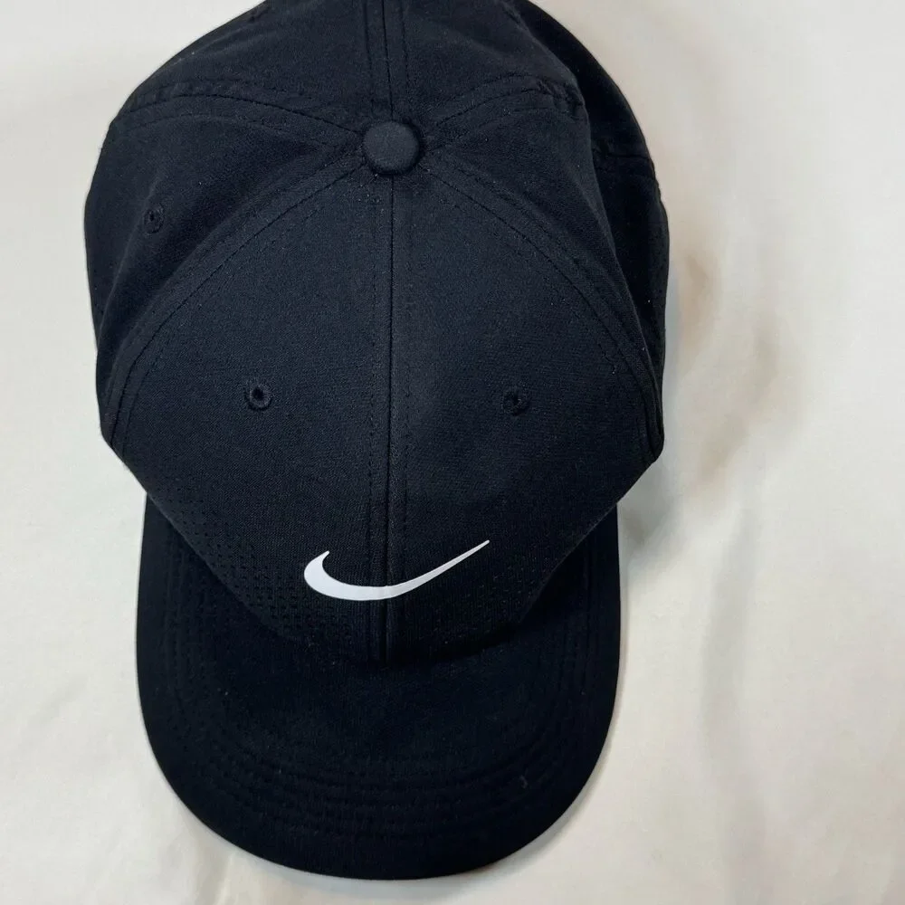 Nike Dri-FIT ADV Swoosh Flex Rise Cap Black Performance Hat Stretch Fit M/L